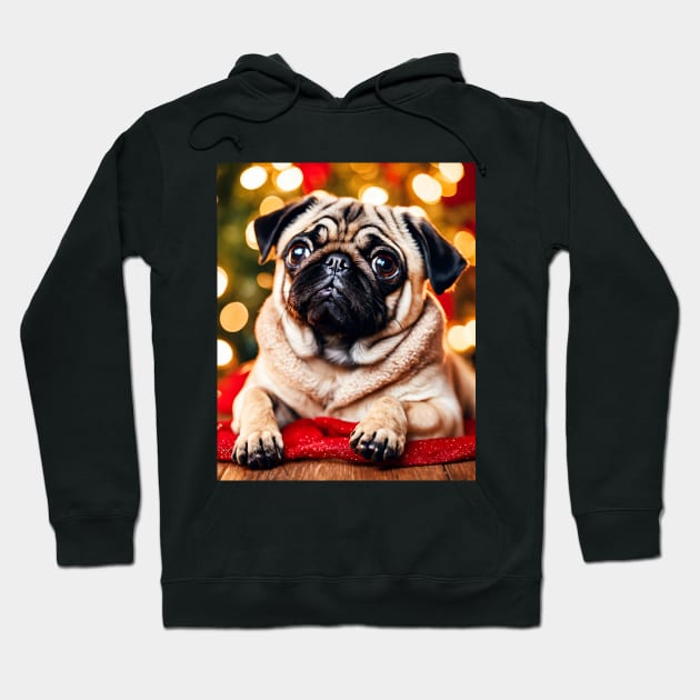 Cute Pug Dog Christmas Hoodie by nicecorgi